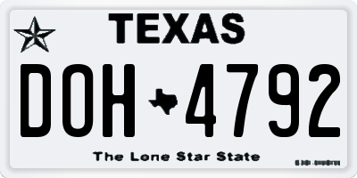 TX license plate DOH4792