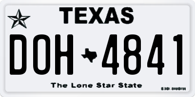 TX license plate DOH4841