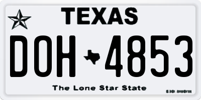 TX license plate DOH4853