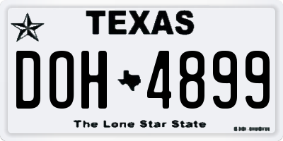 TX license plate DOH4899