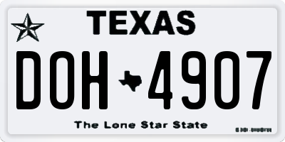 TX license plate DOH4907