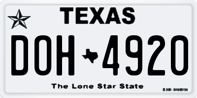 TX license plate DOH4920