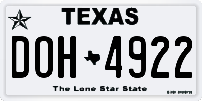 TX license plate DOH4922