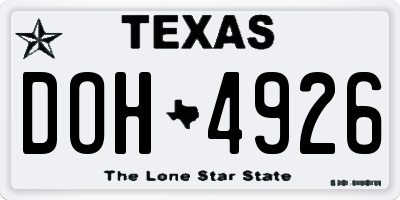 TX license plate DOH4926