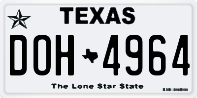 TX license plate DOH4964