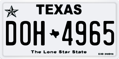 TX license plate DOH4965