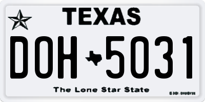 TX license plate DOH5031