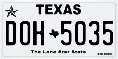 TX license plate DOH5035