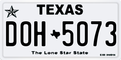 TX license plate DOH5073