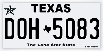 TX license plate DOH5083