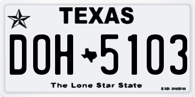 TX license plate DOH5103