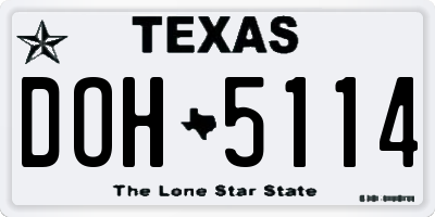 TX license plate DOH5114