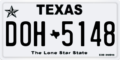 TX license plate DOH5148