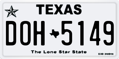 TX license plate DOH5149