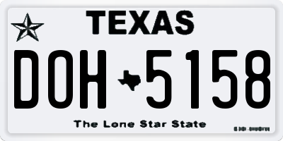 TX license plate DOH5158