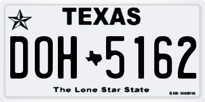 TX license plate DOH5162