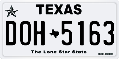 TX license plate DOH5163