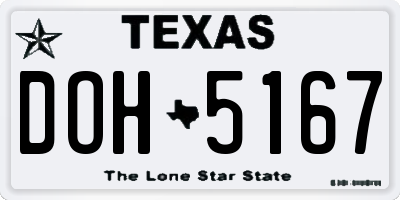 TX license plate DOH5167