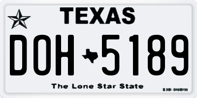 TX license plate DOH5189