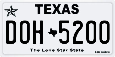 TX license plate DOH5200