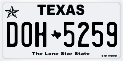 TX license plate DOH5259