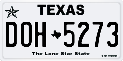 TX license plate DOH5273