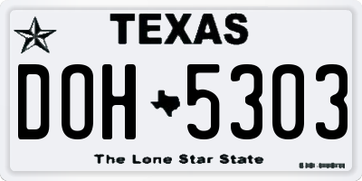 TX license plate DOH5303