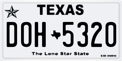 TX license plate DOH5320