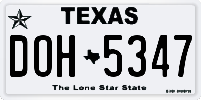 TX license plate DOH5347