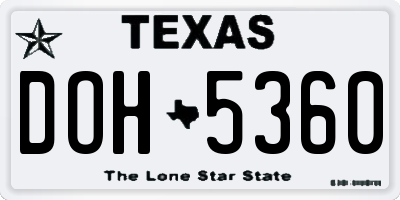 TX license plate DOH5360