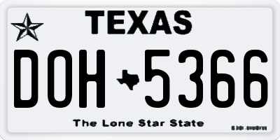 TX license plate DOH5366