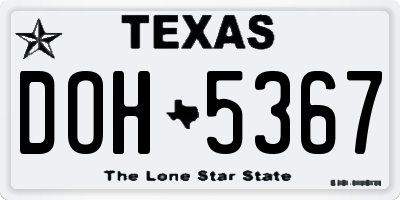 TX license plate DOH5367