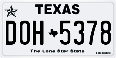 TX license plate DOH5378