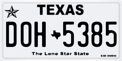 TX license plate DOH5385