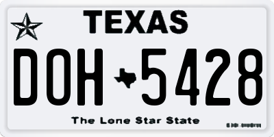 TX license plate DOH5428