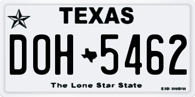 TX license plate DOH5462