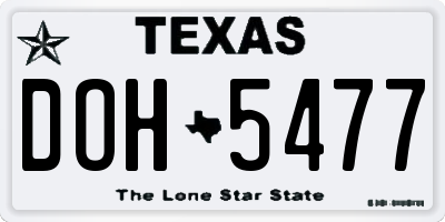 TX license plate DOH5477