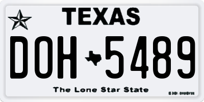 TX license plate DOH5489