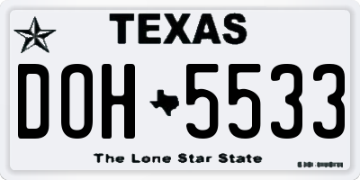 TX license plate DOH5533