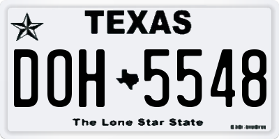 TX license plate DOH5548