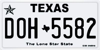 TX license plate DOH5582