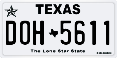 TX license plate DOH5611