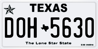 TX license plate DOH5630