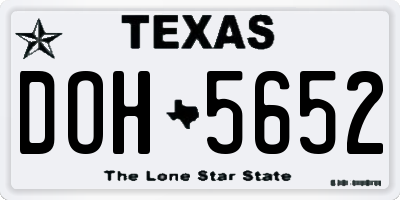 TX license plate DOH5652