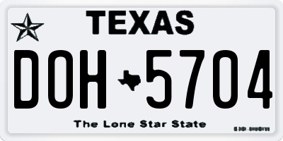 TX license plate DOH5704