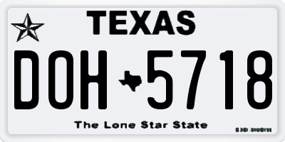 TX license plate DOH5718