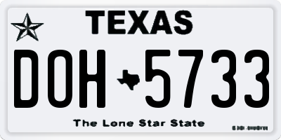 TX license plate DOH5733