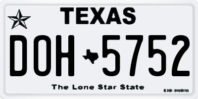 TX license plate DOH5752