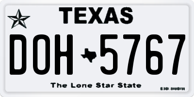 TX license plate DOH5767