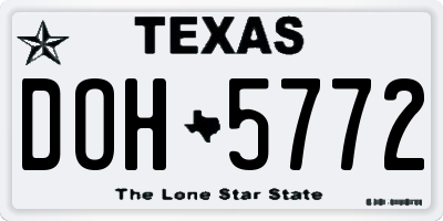 TX license plate DOH5772